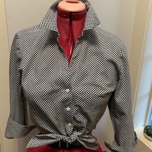 Talbot’s vintage gingham tie front blouse